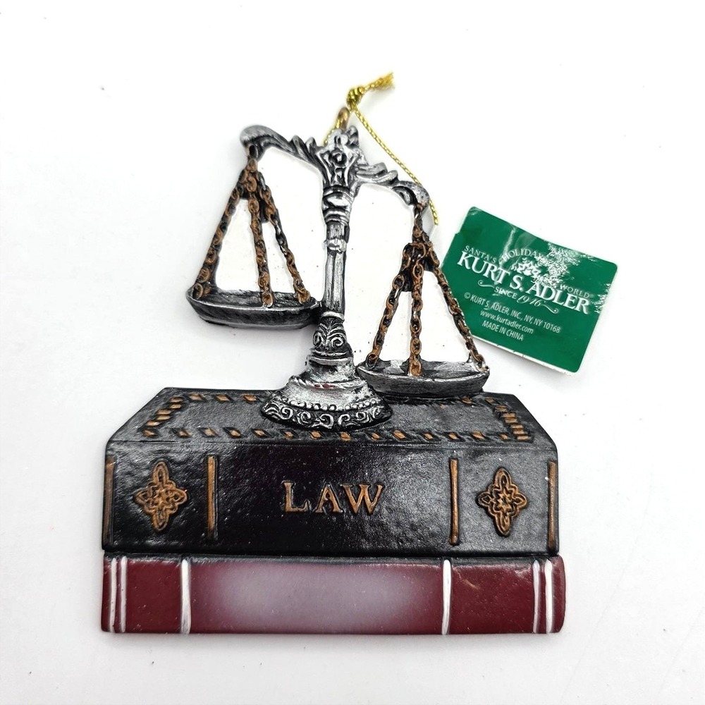 Kurt S. Adler Scales‎ of Justice Law Book Resin Christmas Ornament Lawyer A1660